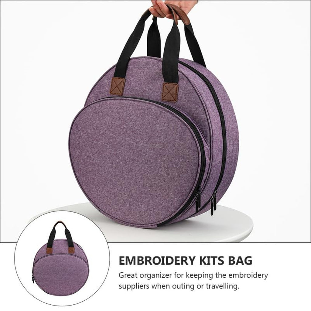 Large Capacity Embroidery Project Bag with Multiple Pockets and Handle