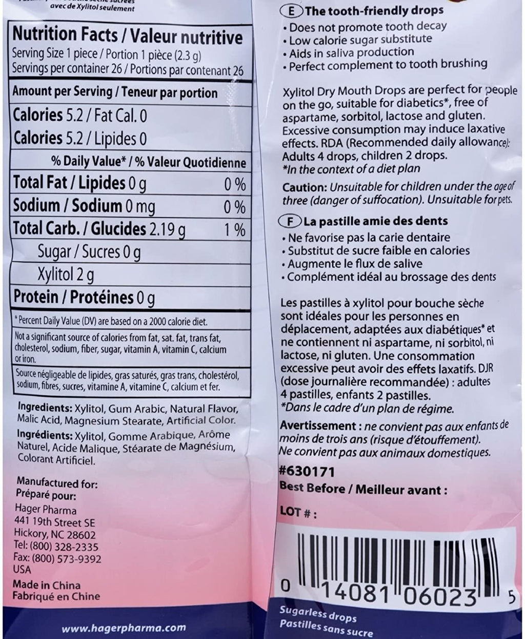 Dry Mouth Drops with Xylitol Cherry Flavor - Sugarless Saliva Support, 2 oz - 6 Pack