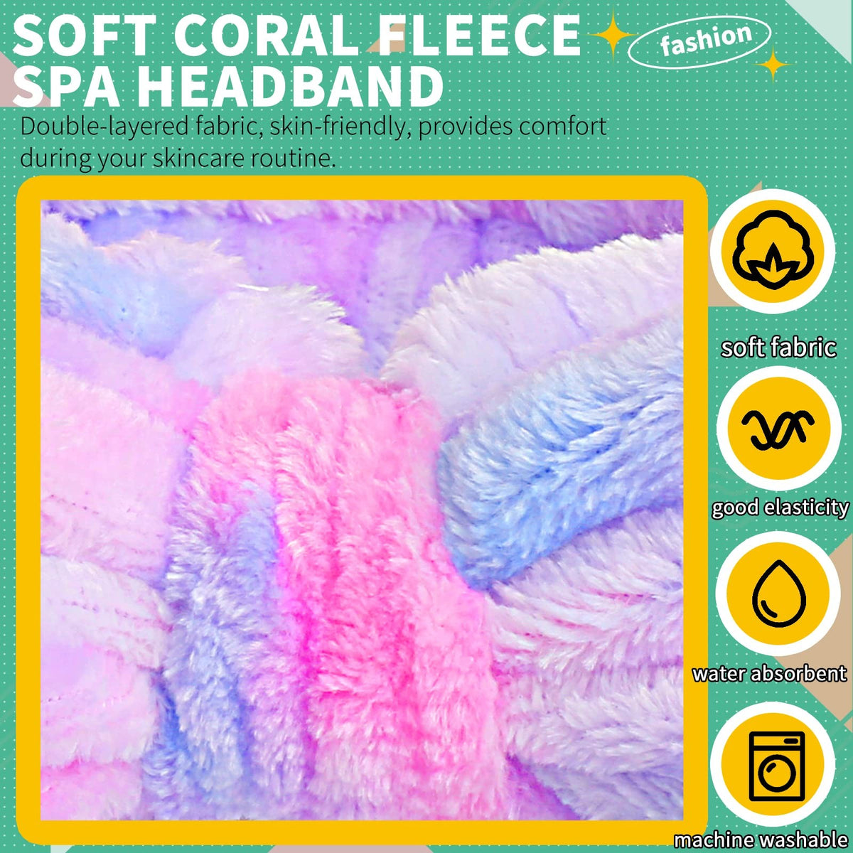 Spa Headband with Bow Tie Dye Plush Absorbent for Face Washing & Makeup