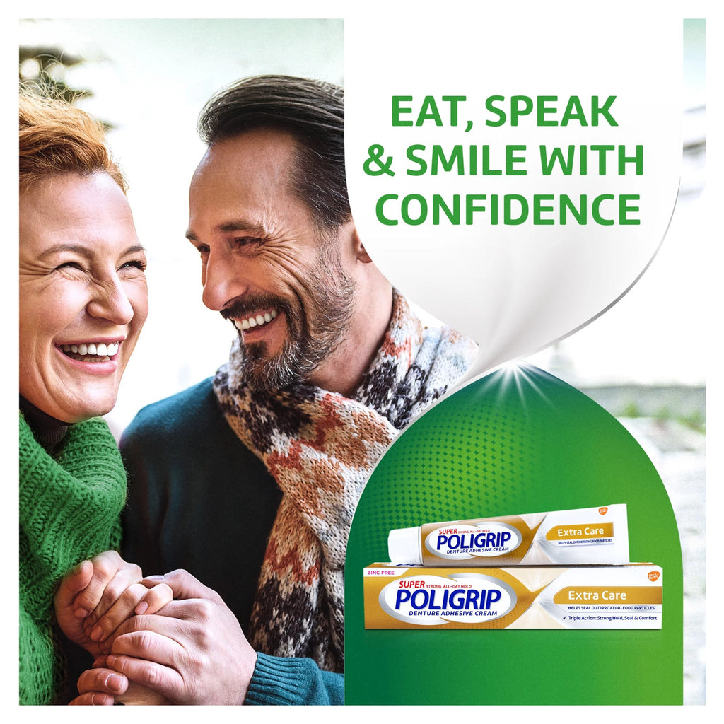 Denture Adhesive Cream - Strong All-Day Hold, 2.2 Oz, Pack of 3