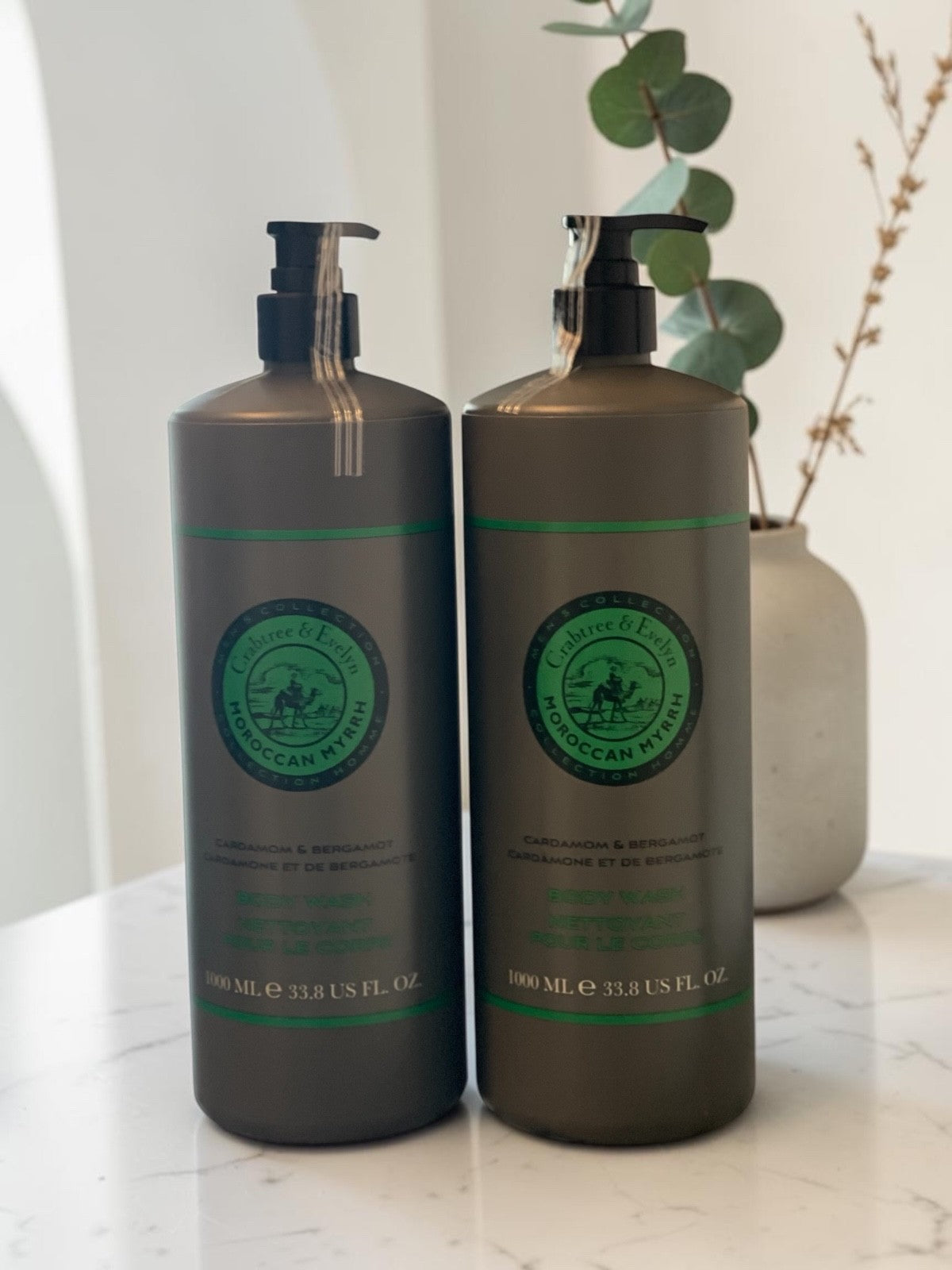 2 Pack Men’s Moroccan Myrrh Body Wash – Large 33.8oz Shower Gel Set