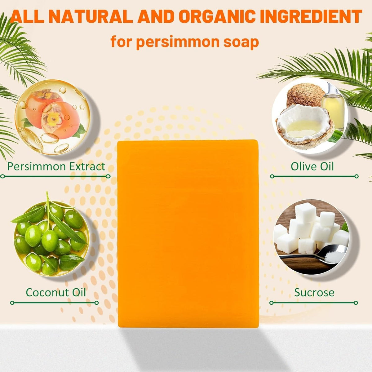 Natural Persimmon Soap Bar for Body Odor Control - Unisex Organic Deodorant