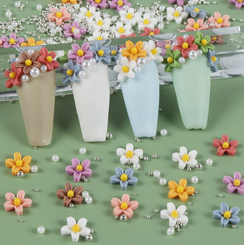 3D Acrylic Flower Nail Art Charms Rhinestones Stickers for DIY Nails - 40 pcs