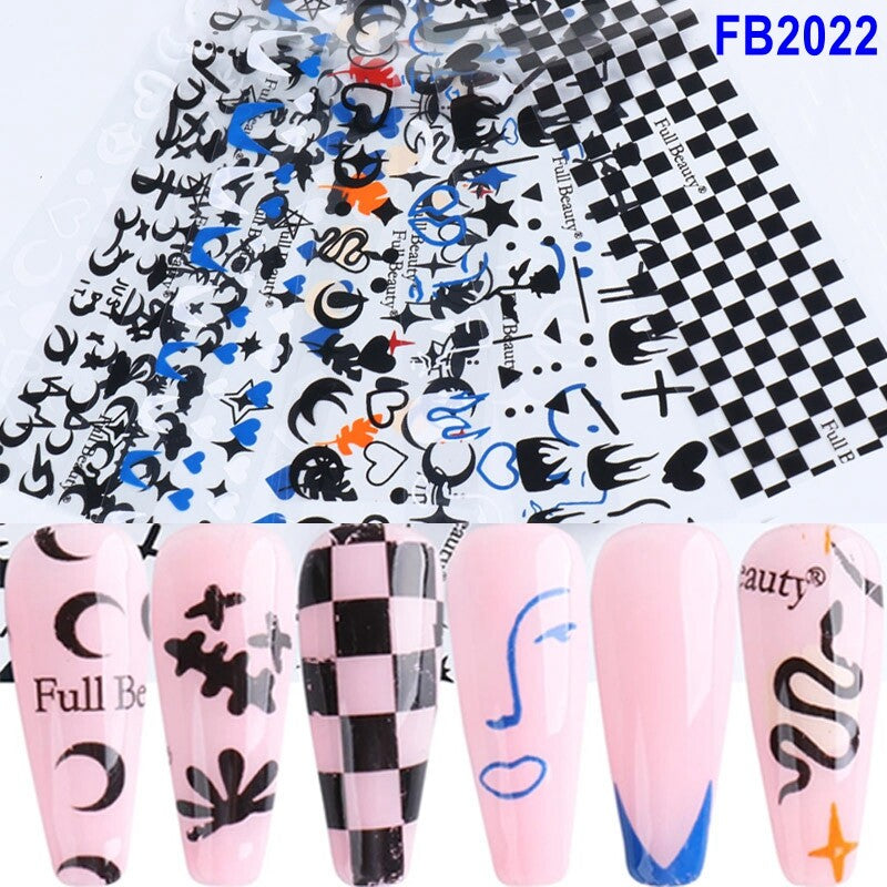 Holographic Nail Foil Transfer Stickers 10pcs Snake Heart Star Decor