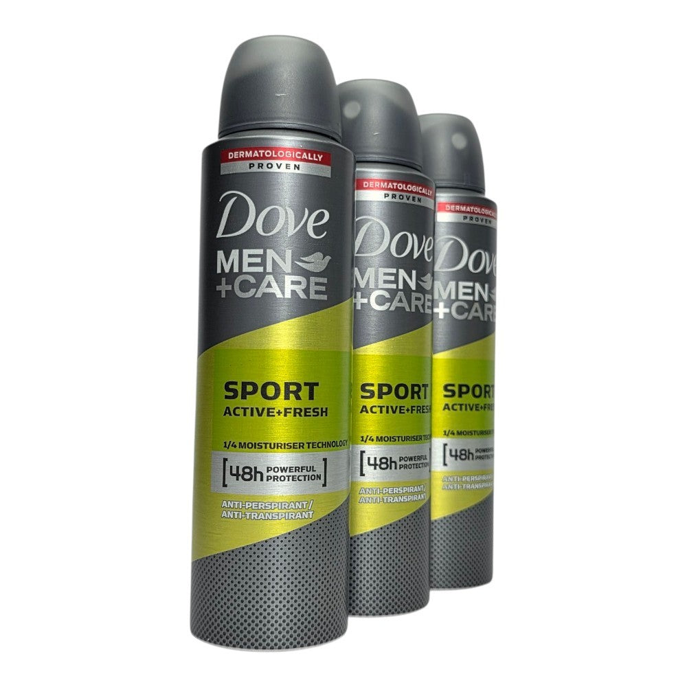 Dove Men Care Sport Active Fresh Anti-Perspirant Deodorant Spray 150ml 3 Pack