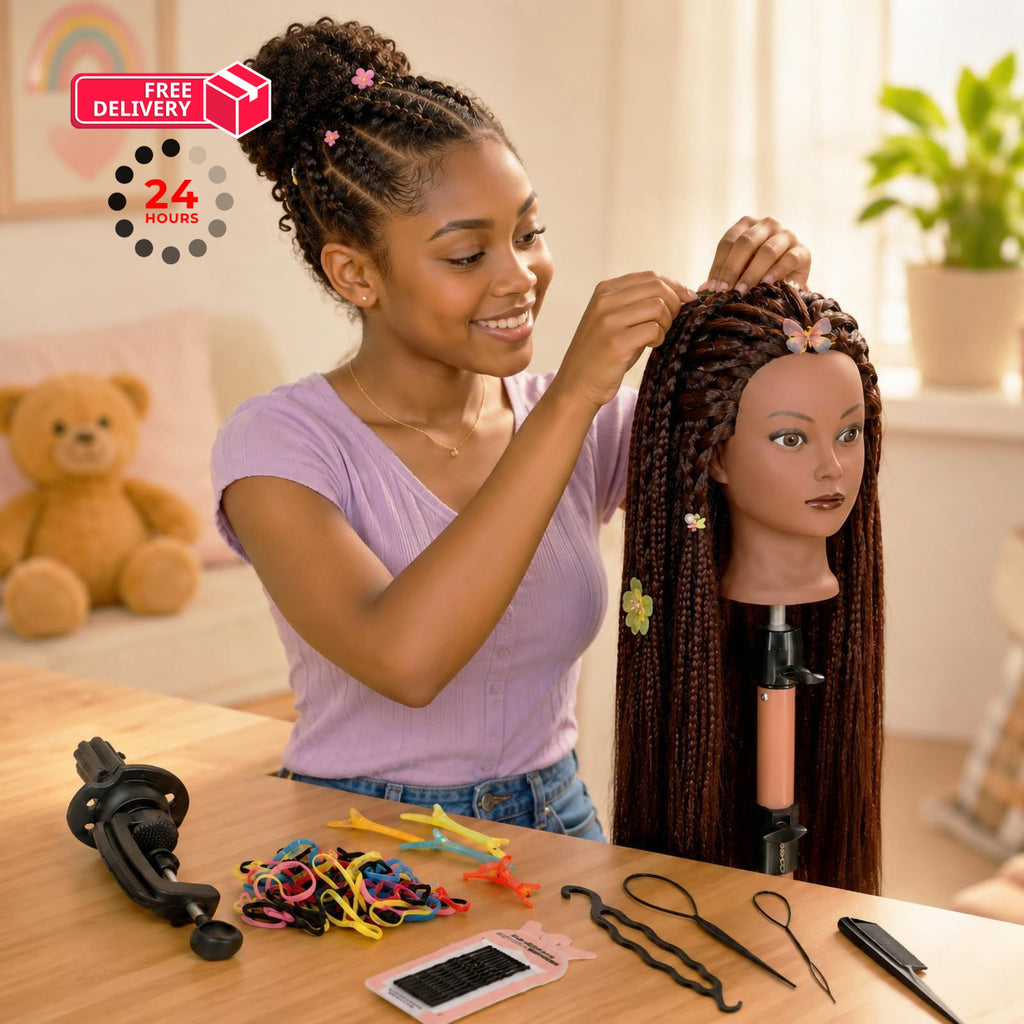 28-Inch Synthetic Hair Mannequin Head for Hair Styling & Cosmetology Practice