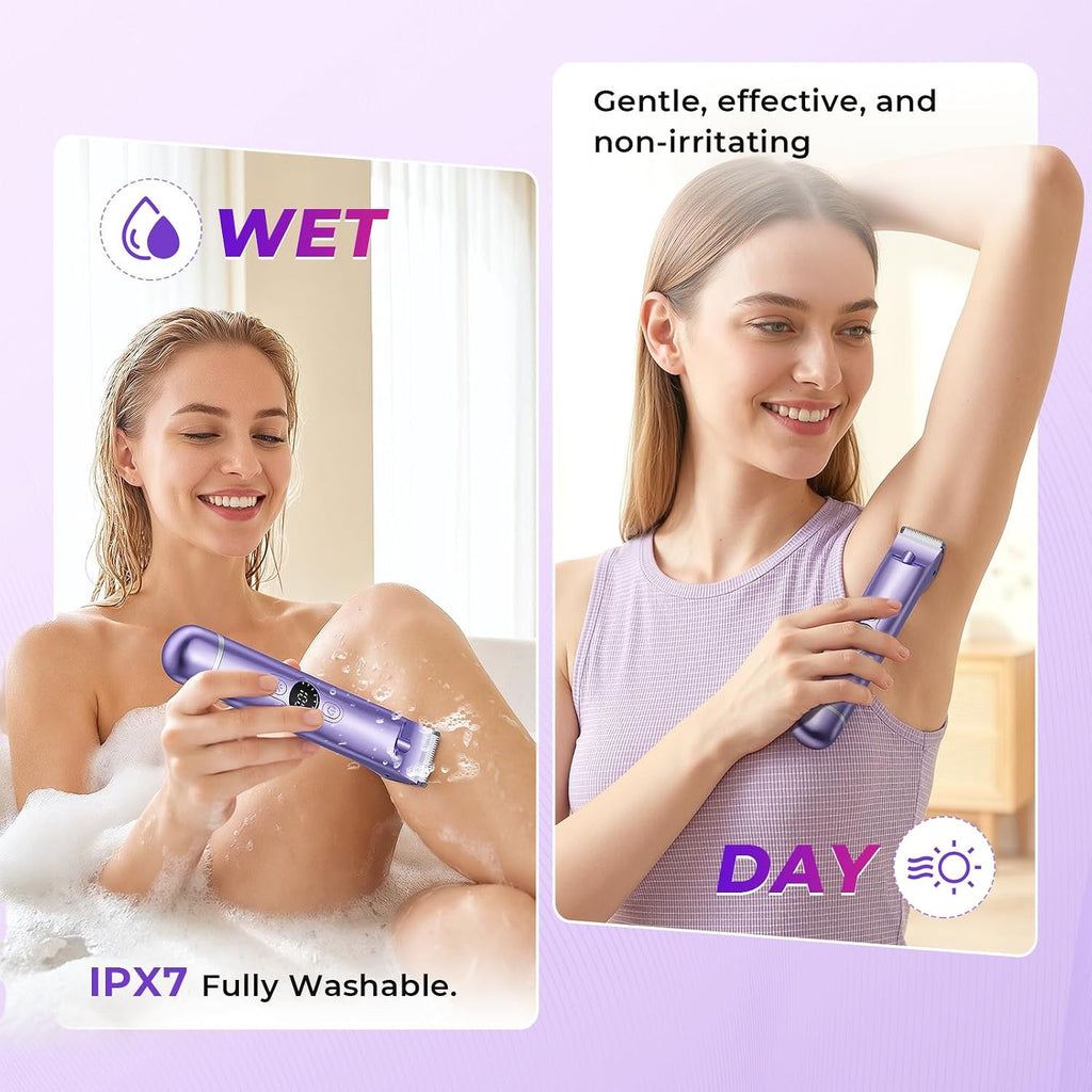 4-in-1 Bikini Trimmer & Electric Razor for Women Wet Dry Dual Head
