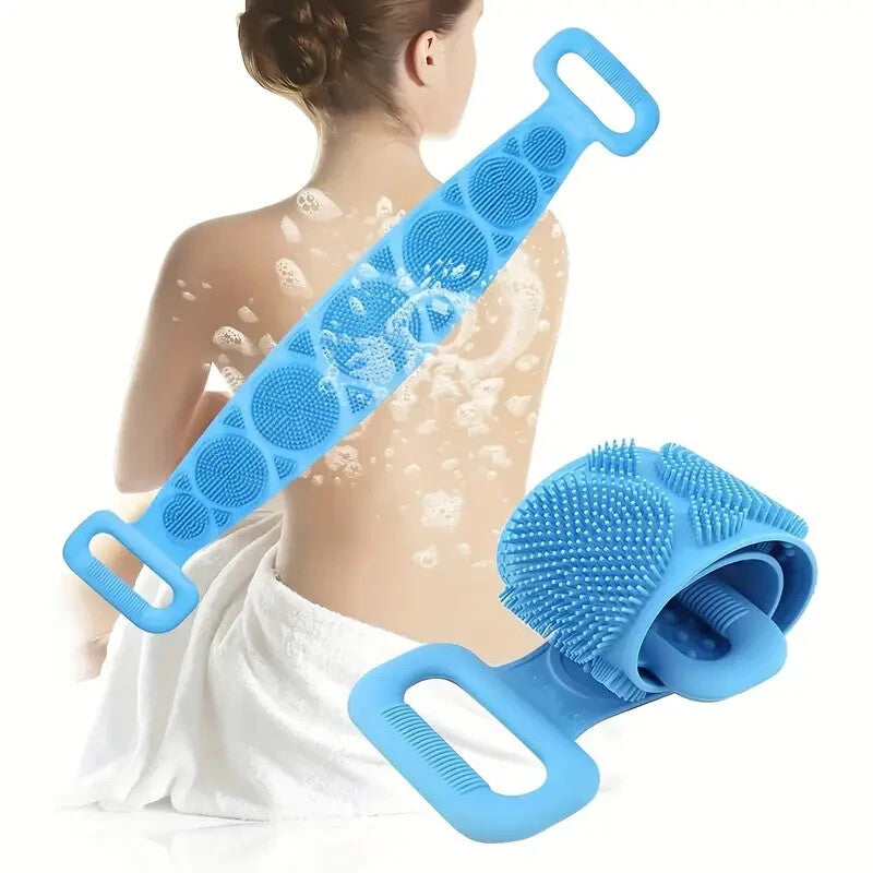 Silicone Back Scrubber Double Sided Bathing Brush for Skin Exfoliation
