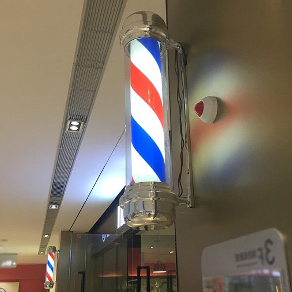 Rotating LED Sign Lamp for Barber Shop Pole - Red White Blue Neon Light