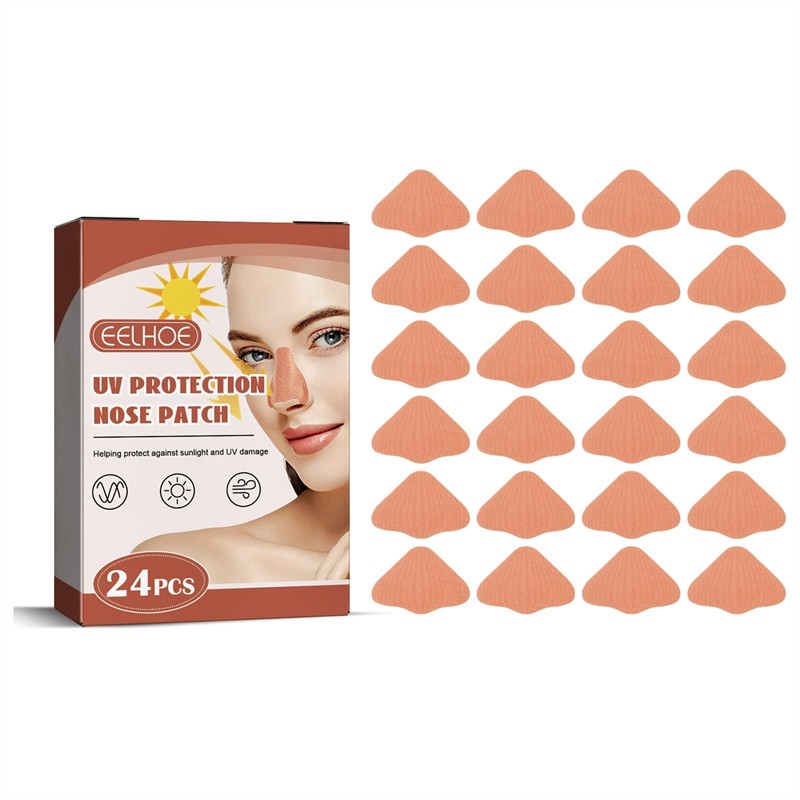 24 Pack Sun Protection Nose Patches UV Shield for Outdoor Activities - Beige