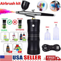 Portable Airbrush Kit for Art and Nails - Mini Air Compressor 7.4V, Aluminum