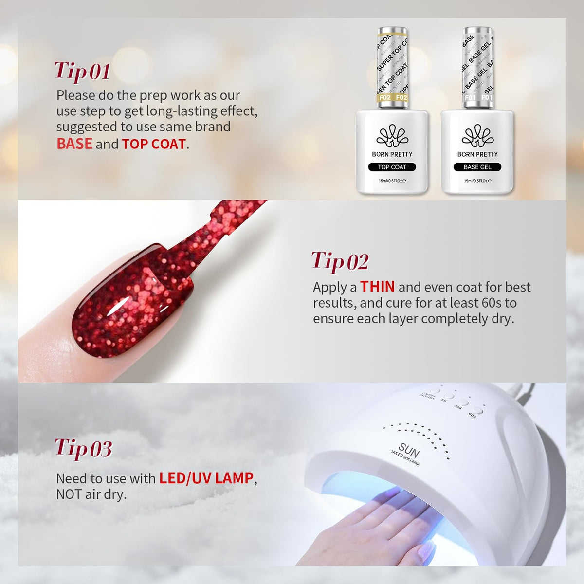 Christmas Gel Nail Polish Set - 6 Colors Long-Lasting Holiday Manicure