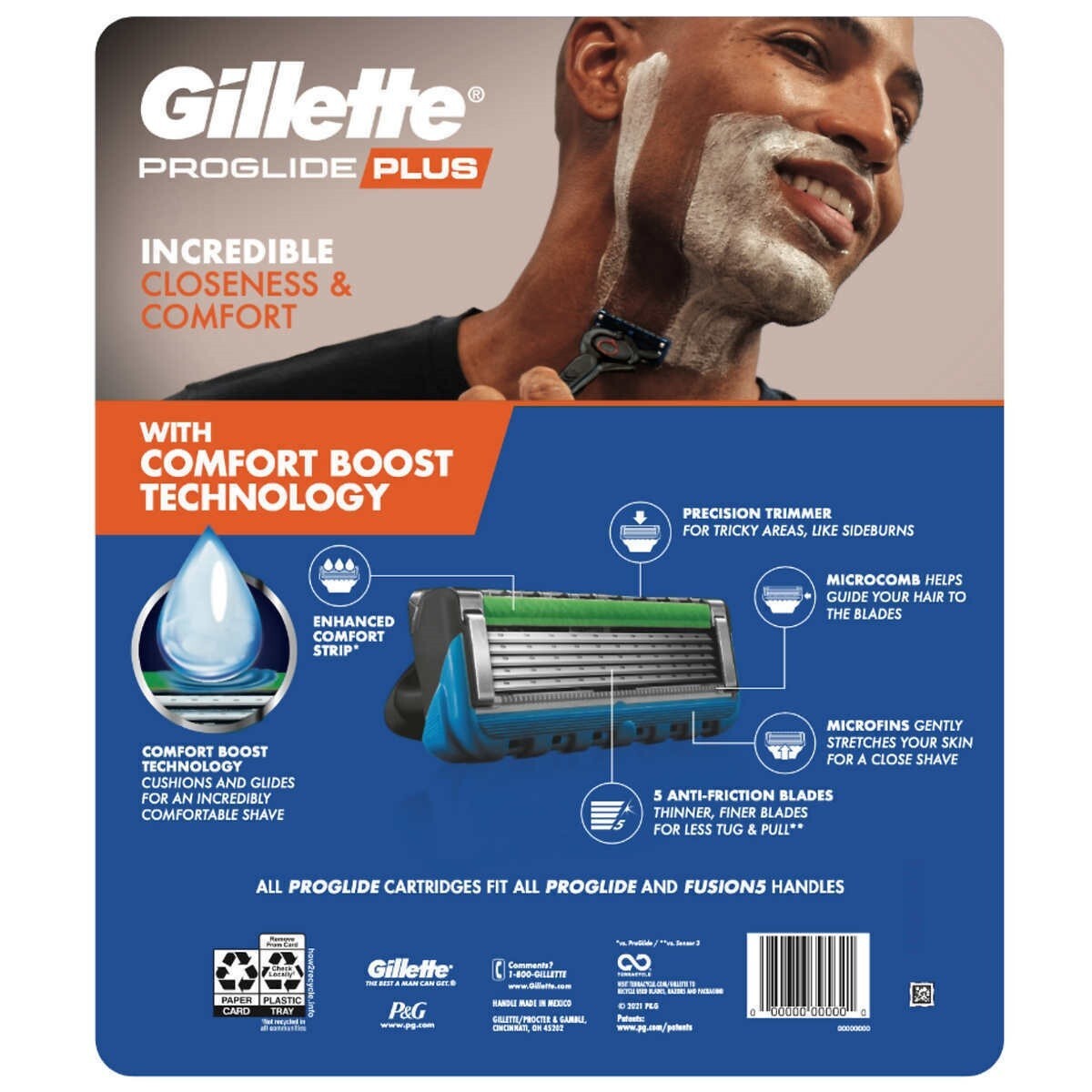 Gillette ProGlide Plus 5-Blade Razor Cartridge & Handle Set for Men
