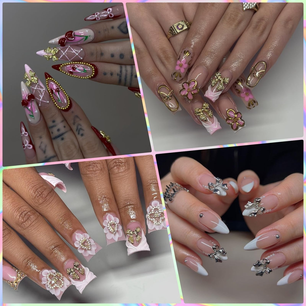 Gold Nail Charms and Gems Set for DIY Nail Art - 100 Pieces
