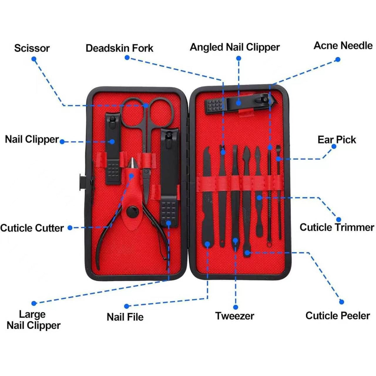 12-Piece Manicure and Pedicure Kit with Stainless Steel Nail Clippers and Tools