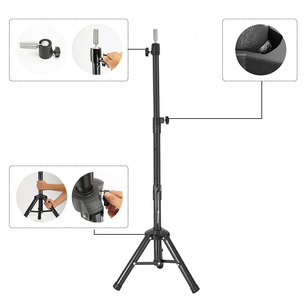 55 Inch Wig Stand Tripod Mannequin Head Support Heavy Duty Display