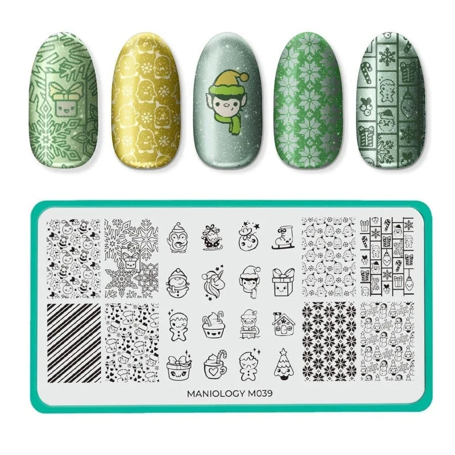Maniology Nail Stamping Plate M039 - Kawaii Christmas Design