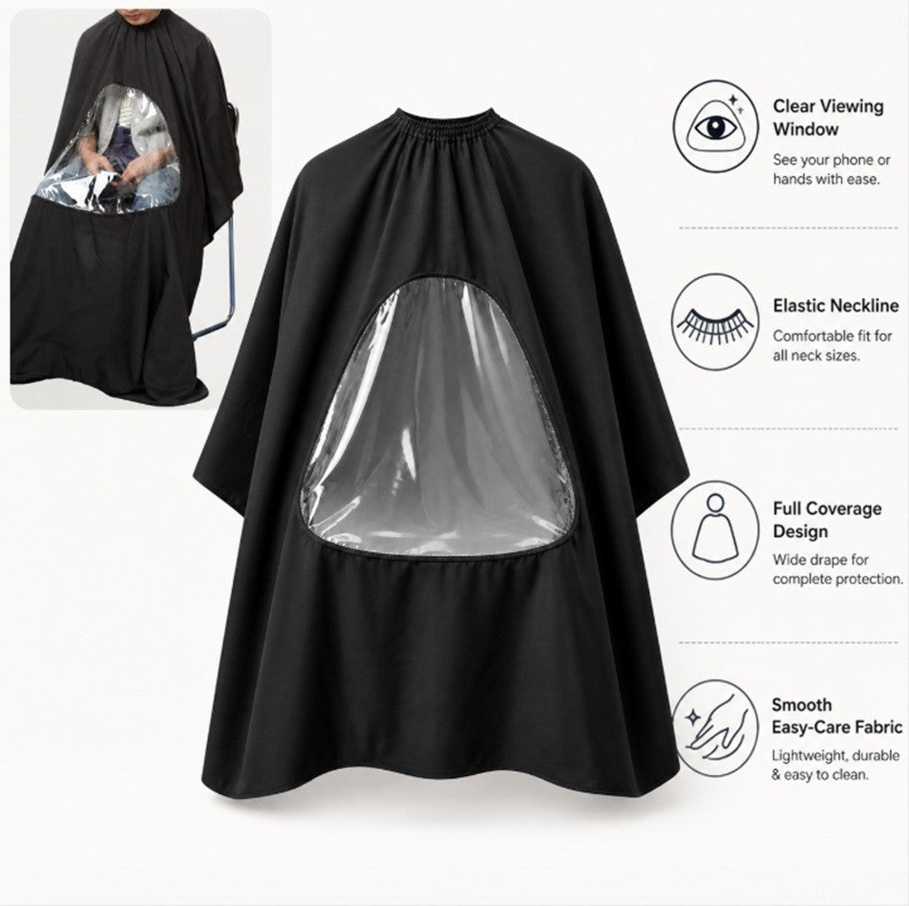 Hair Cutting Cape with Viewing Window for Salon & Barber Use