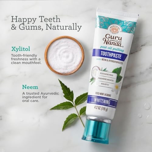 Hydroxyapatite Toothpaste with Neem & Xylitol - Fresh CocoMint Jasmine Flavor, 4.2oz