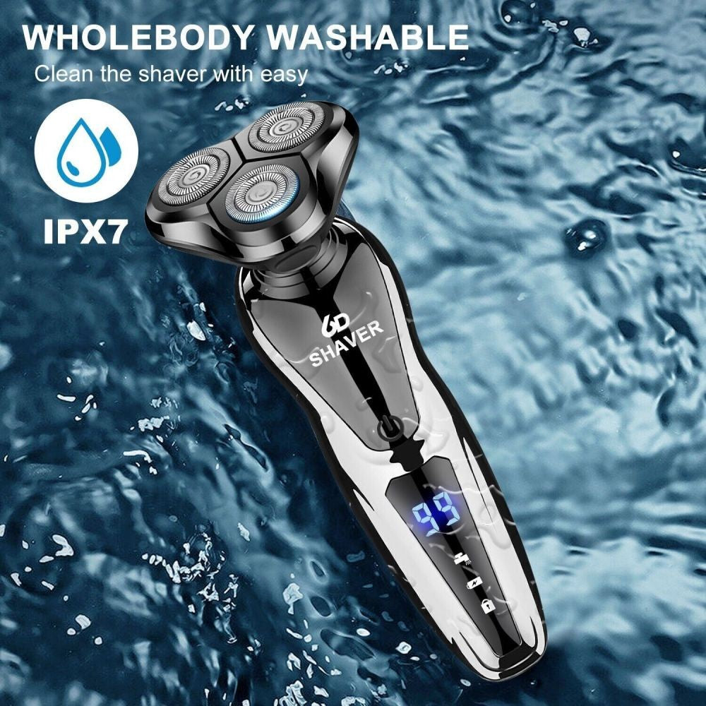 4D Rotary Electric Shaver for Bald Head & Beard Trimming Wet Dry Rechargeable