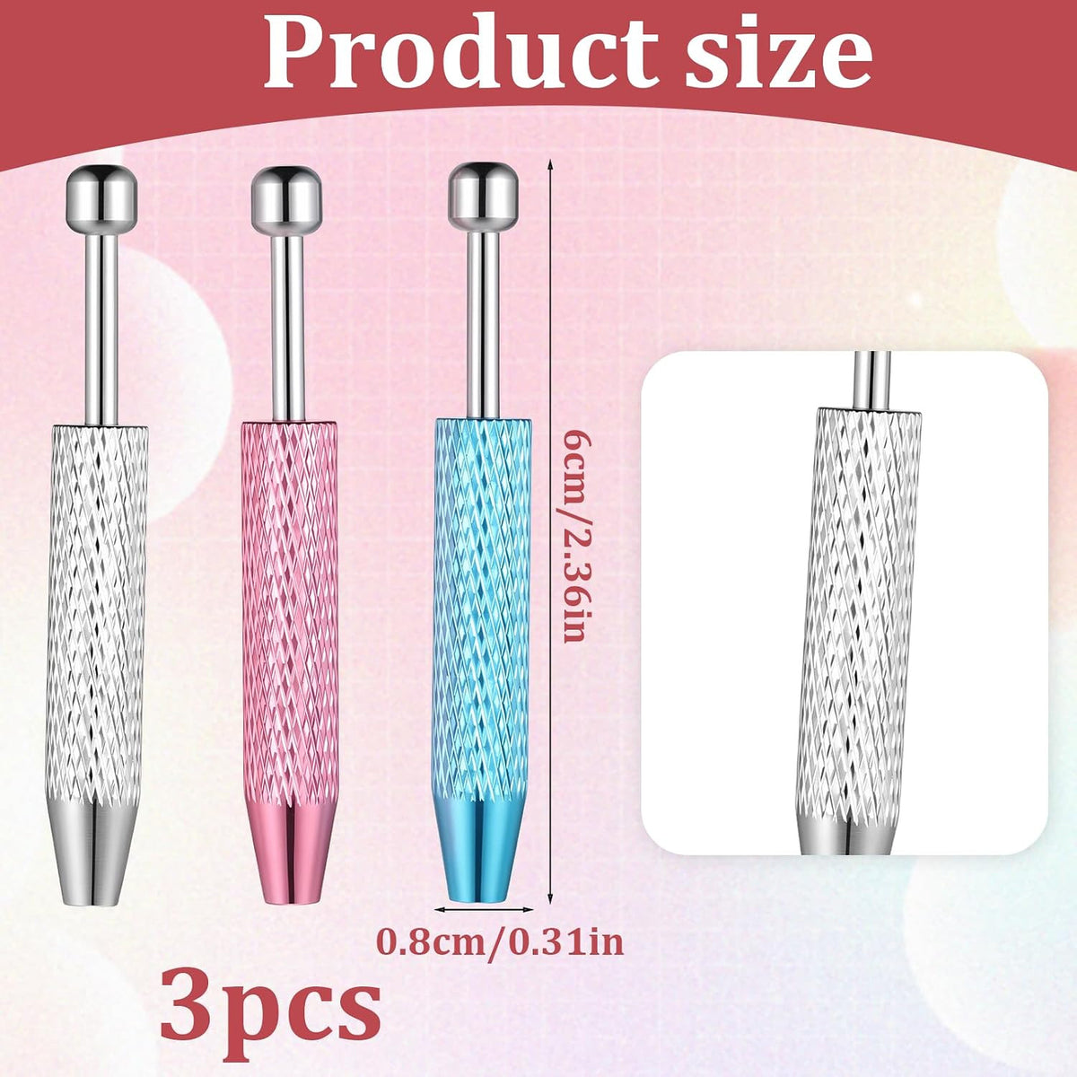 Stainless Steel Piercing Ball Grabber Tool Set – 3-Piece Four-Jaw Jewelry Removal Pick