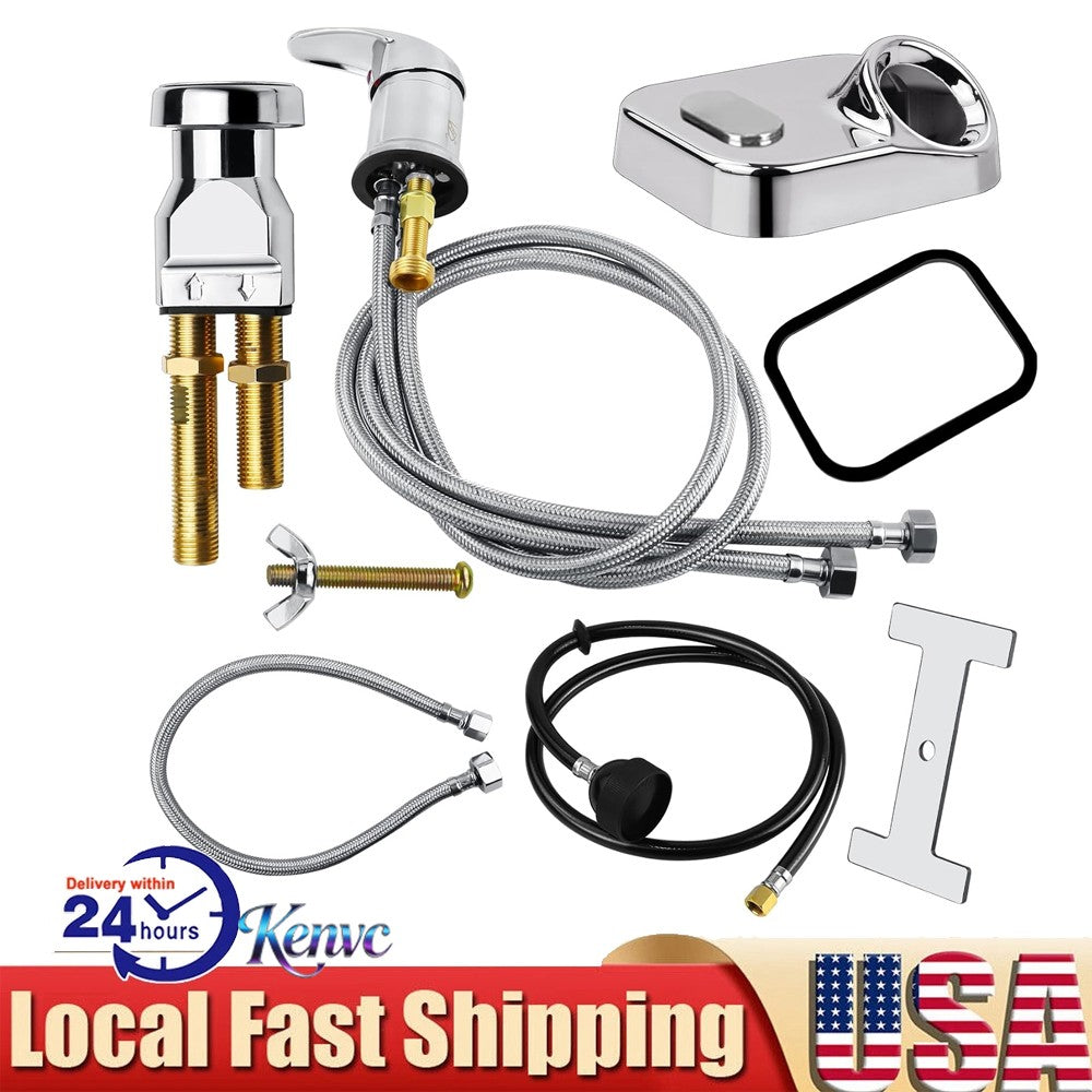Salon Shampoo Bowl Faucet Vacuum Breaker Set with Sprayer Hose - Chrome Brass