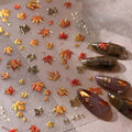 Fall Nail Stickers - 5D Autumn Maple Leaf Nail Decals for DIY Art