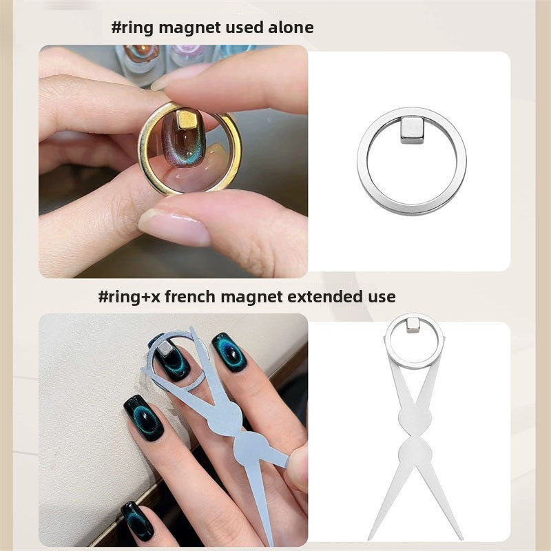 Double-Head Cat Eye Magnet Nail Art Set for French Manicure - Silver