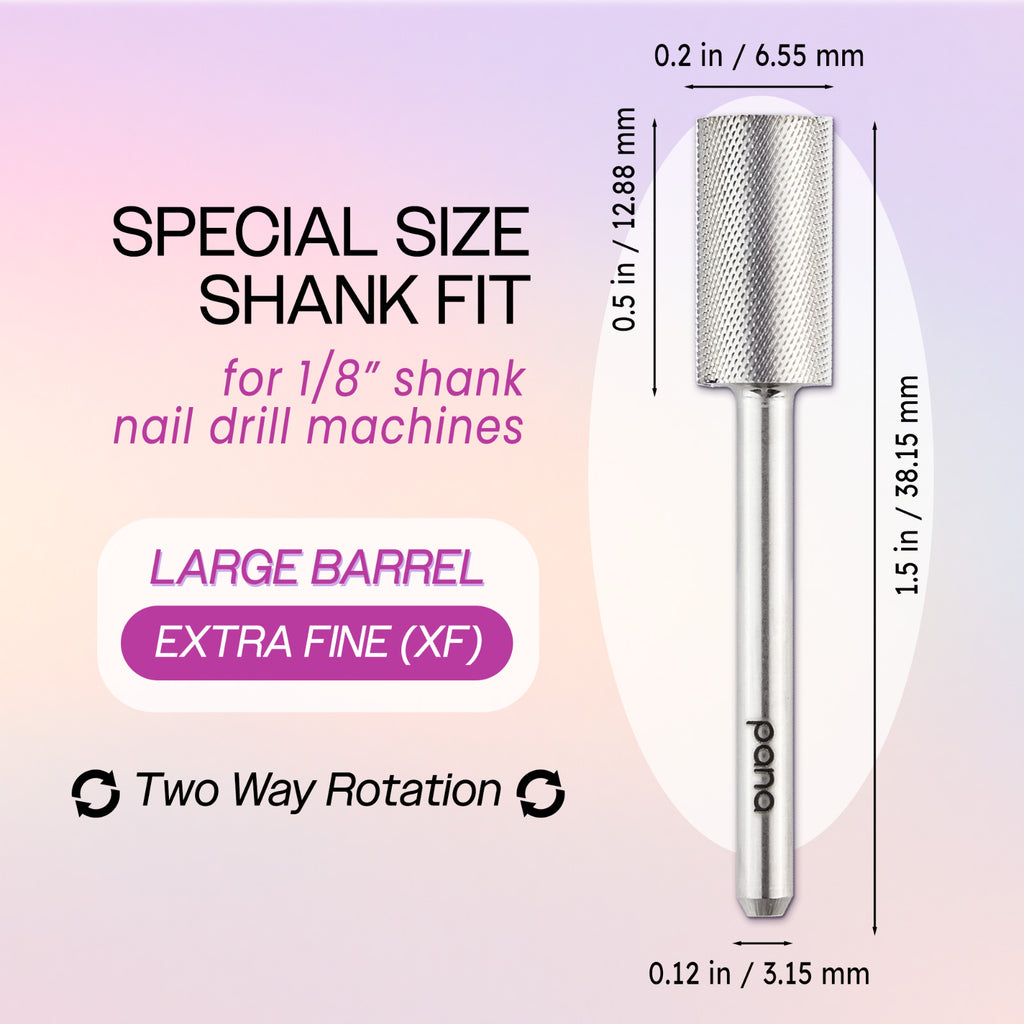 Nail Drill Bit Flat Top Large Barrel Carbide Bit 1/8 Inch Shank Extra Fine