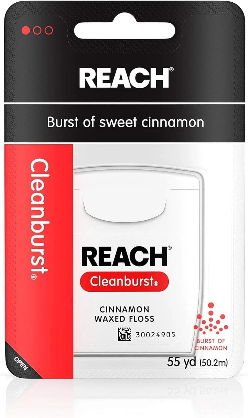 Dental Floss Waxed Cinnamon Flavor 55 Yards 6 Pack - Deep Clean & Fresh Breath