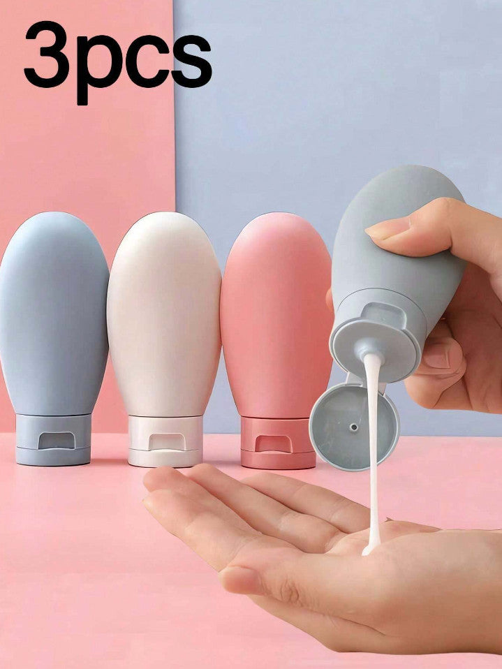 3-Pack Refillable Silicone Travel Bottles Set 2oz Leak-Proof Toiletries