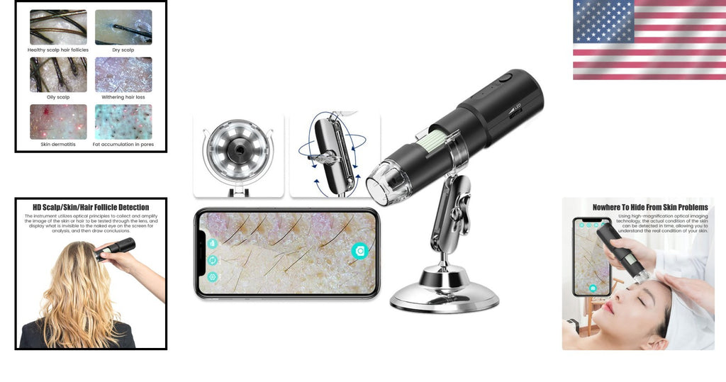 Wireless Skin & Hair Analyzer with Dual Probes & 1080P UV Magnifier