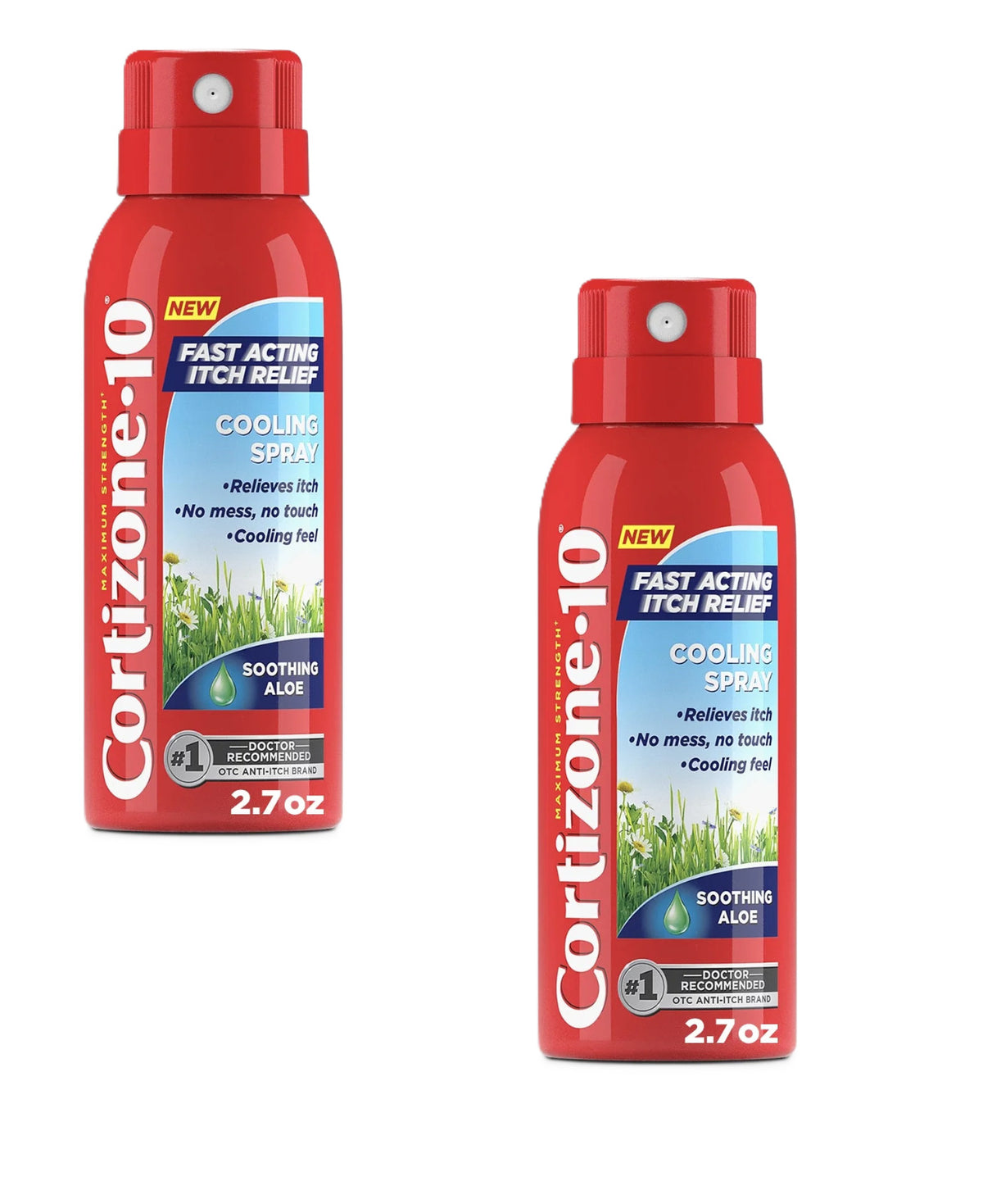 Hydrocortisone Itch Relief Spray 2.7 Oz - Fast-Acting Cooling Relief, Pack of 2