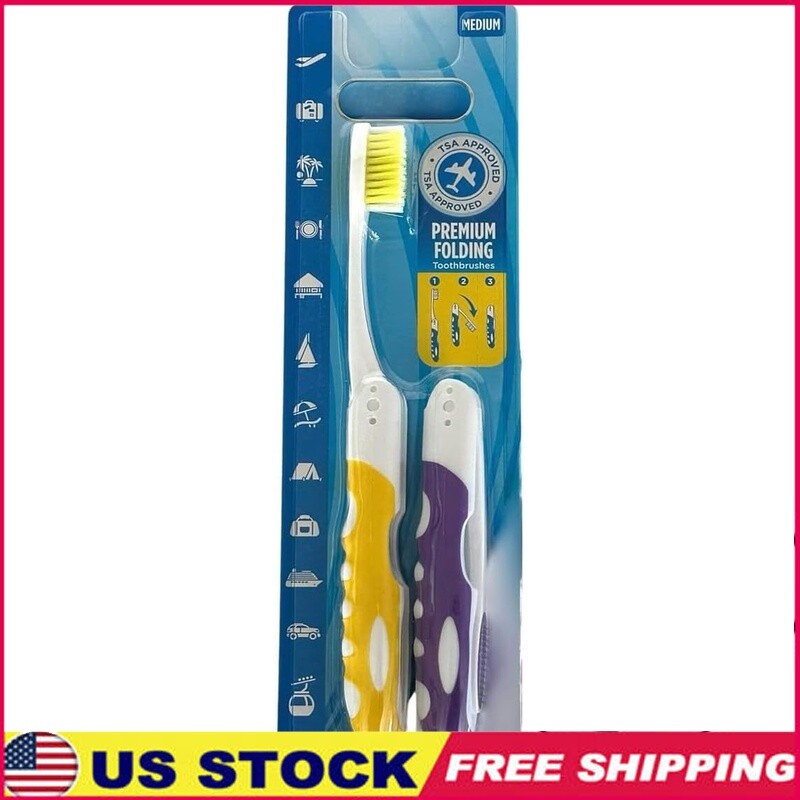 Foldable Travel Toothbrush with Medium Bristles - Compact & Ergonomic