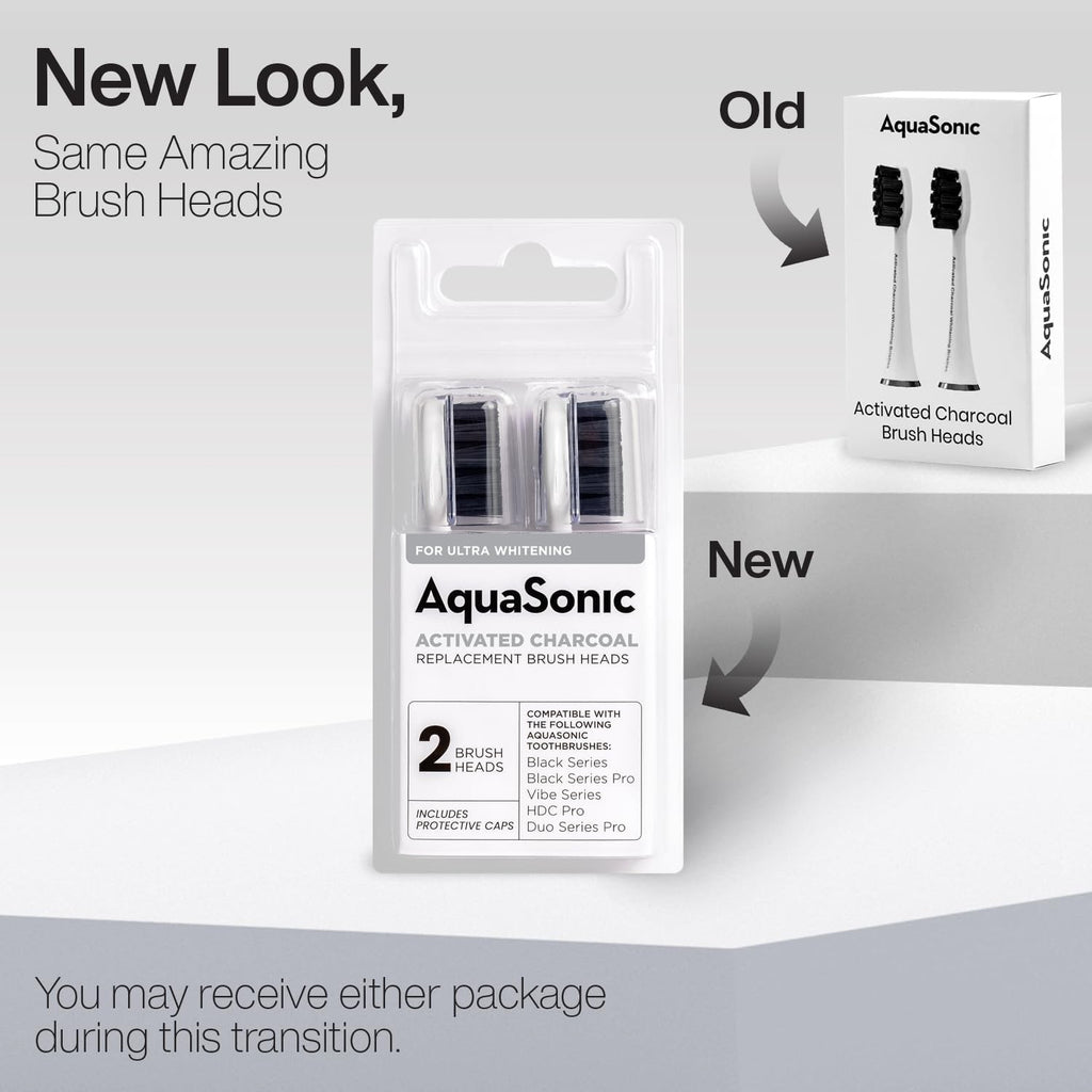 Activated Charcoal Toothbrush Heads 2-Pack for Oral Care - White
