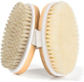 Natural Soft Bristle Dry Body Brush for Skin Exfoliation and Firming - 2 Pack