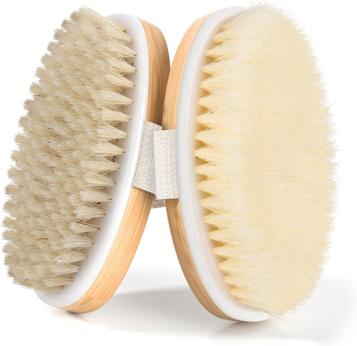 Natural Soft Bristle Dry Body Brush for Skin Exfoliation and Firming - 2 Pack