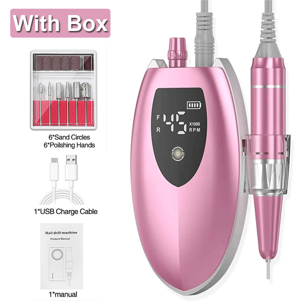 Rechargeable Electric Nail Drill Machine with High Speed 45000RPM Portable Manicure Pedicure Kit
