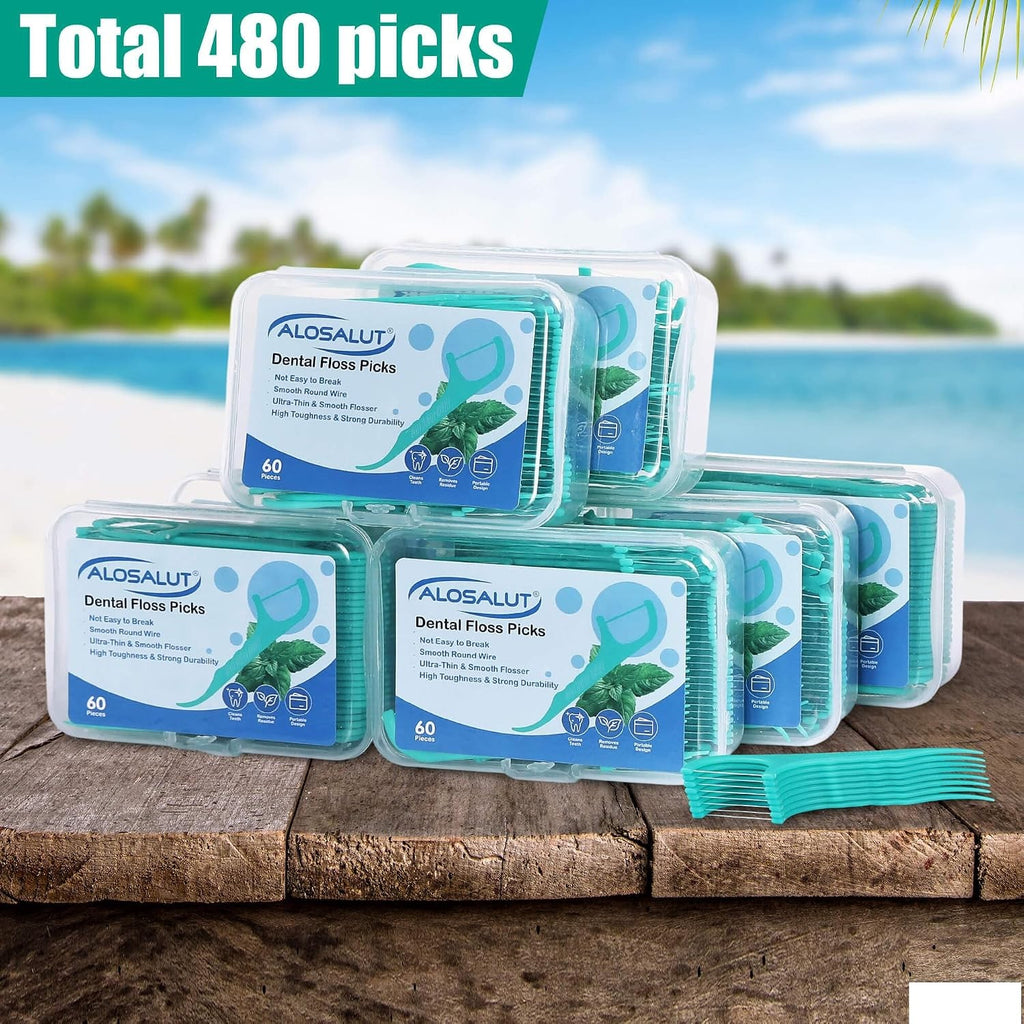 Bulk Dental Floss Picks with Mint Flavor - 480 Count, Portable Pack
