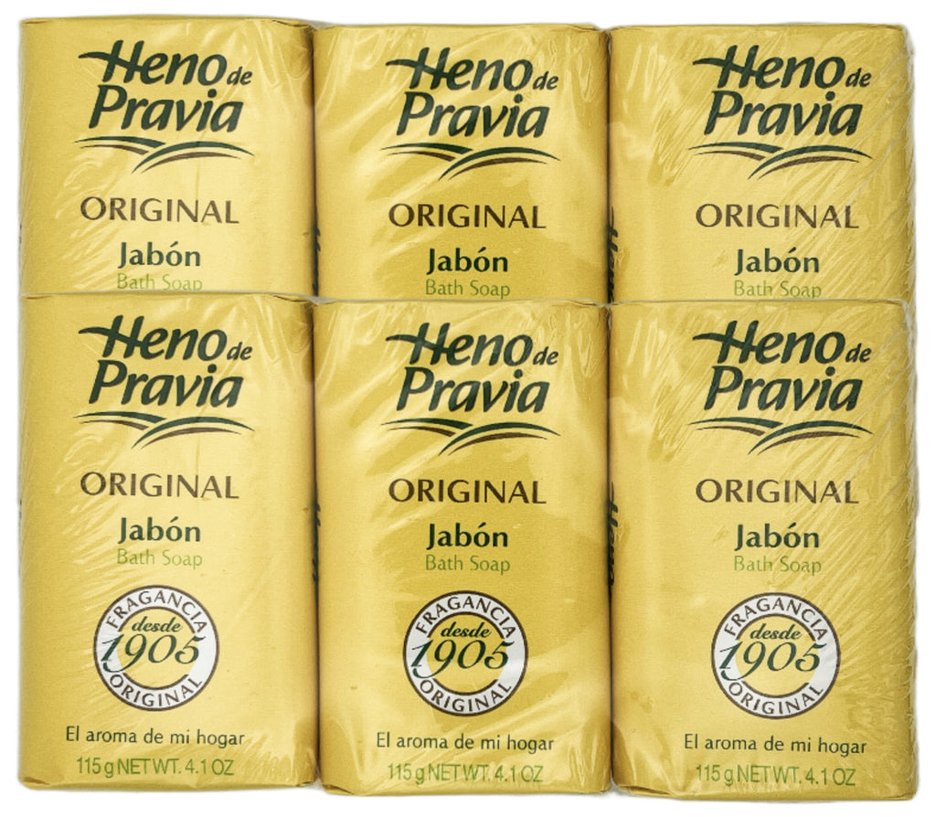 Natural Bath Soap Set - Heno de Pravia 4oz x 6 Bars with Delicate Scent