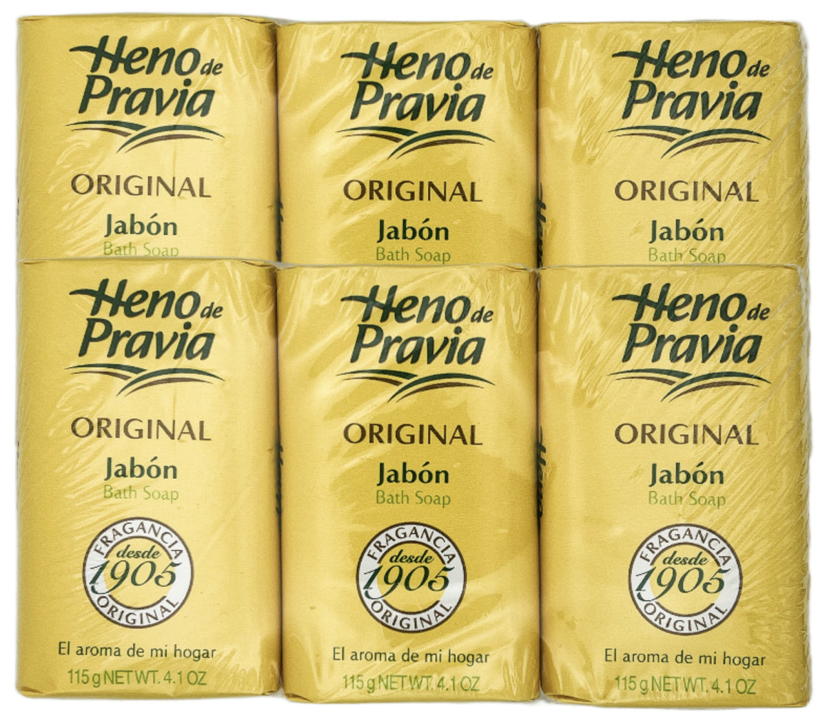 Natural Bath Soap Set - Heno de Pravia 4oz x 6 Bars with Delicate Scent