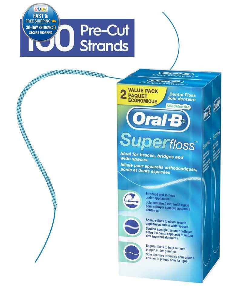 Dental Floss for Braces - Super Pre-Cut 50 Count Pack of 2 with Floss Threader