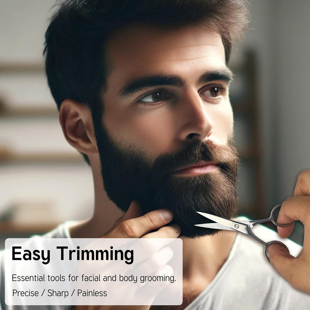 Men's Mustache Grooming Kit with Scissors and Comb Travel Set