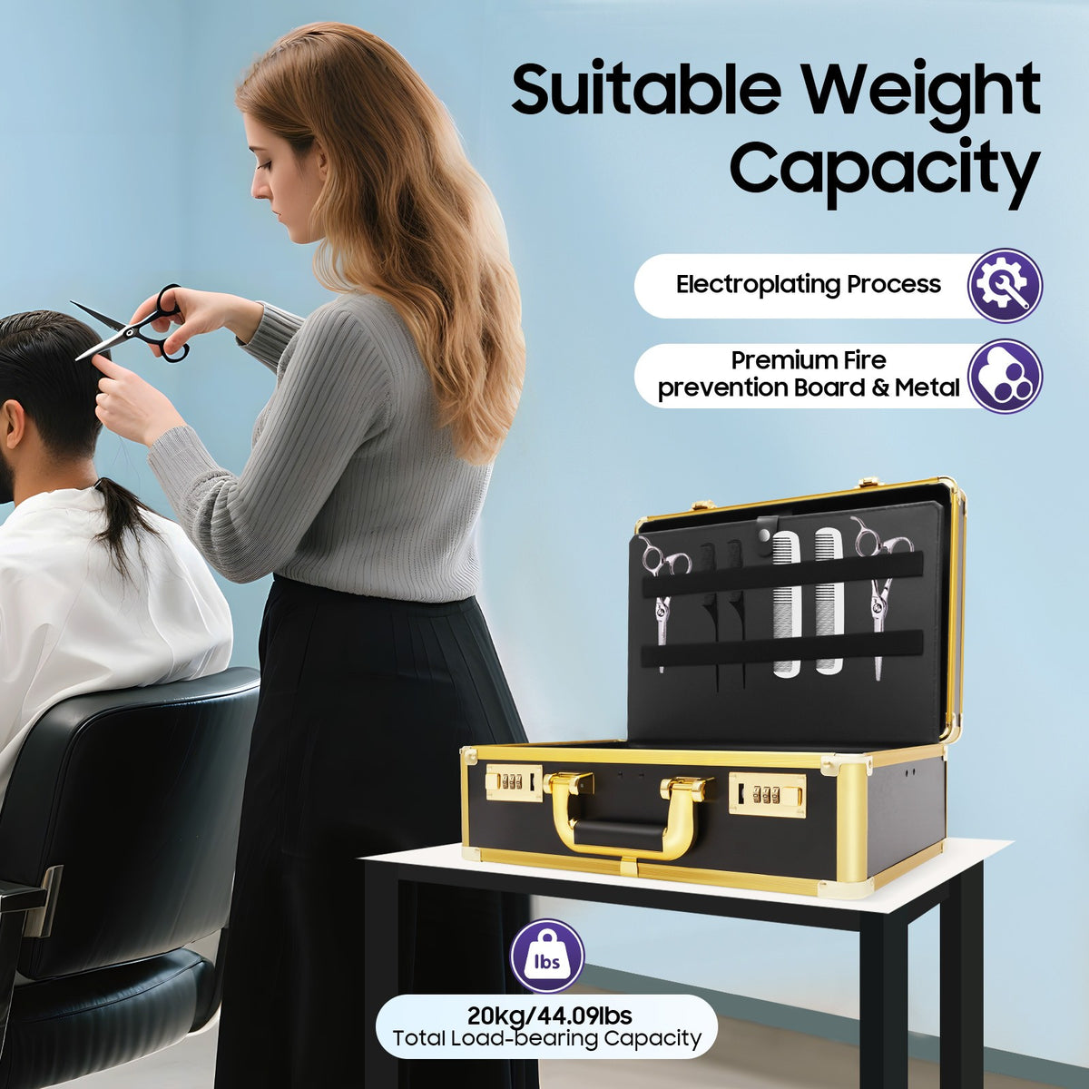 Hairdresser Tool Storage Case with Password Lock - Portable Barber Organizer