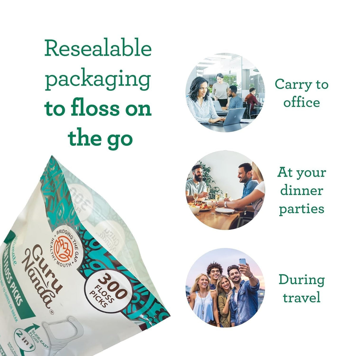 Dental Floss Picks 300 Count with Non-Slip Handle Mint Flavor Shred-Resistant