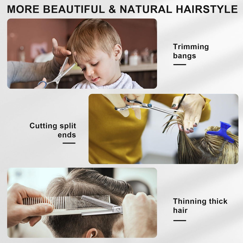 Professional Hair Cutting Scissors and Thinning Shears - High-Quality Stainless Steel, Ergonomic Design, Includes Protective Rings
