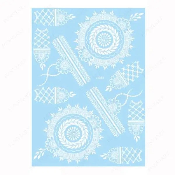 White Henna Temporary Tattoos - Mehndi Body Art Stickers for Women
