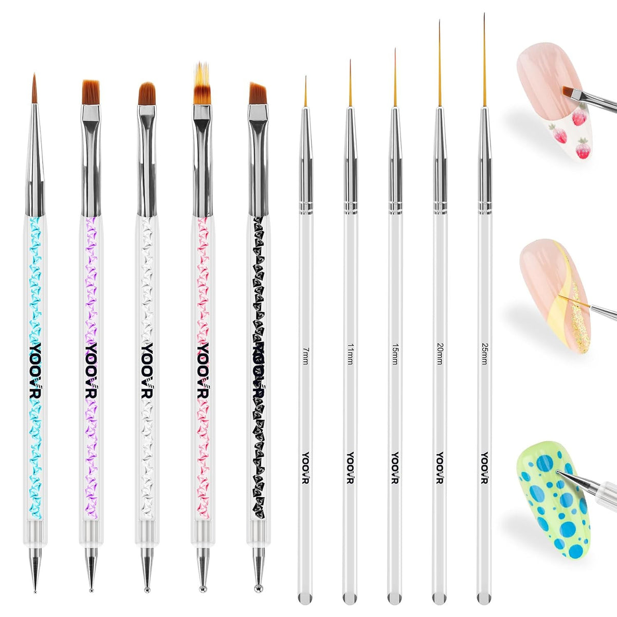 15-in-1 Nail Art Brush Set with Dotting Tools for Home & Salon