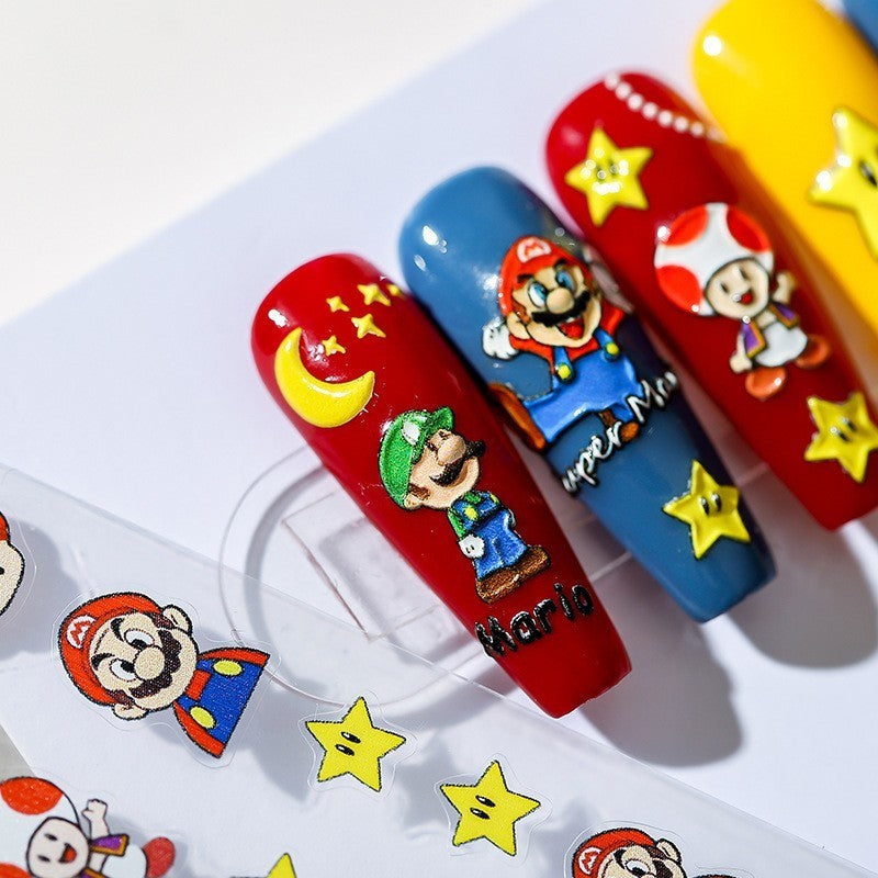 5D Super Mario Bros Nail Stickers - Character Art for Nails