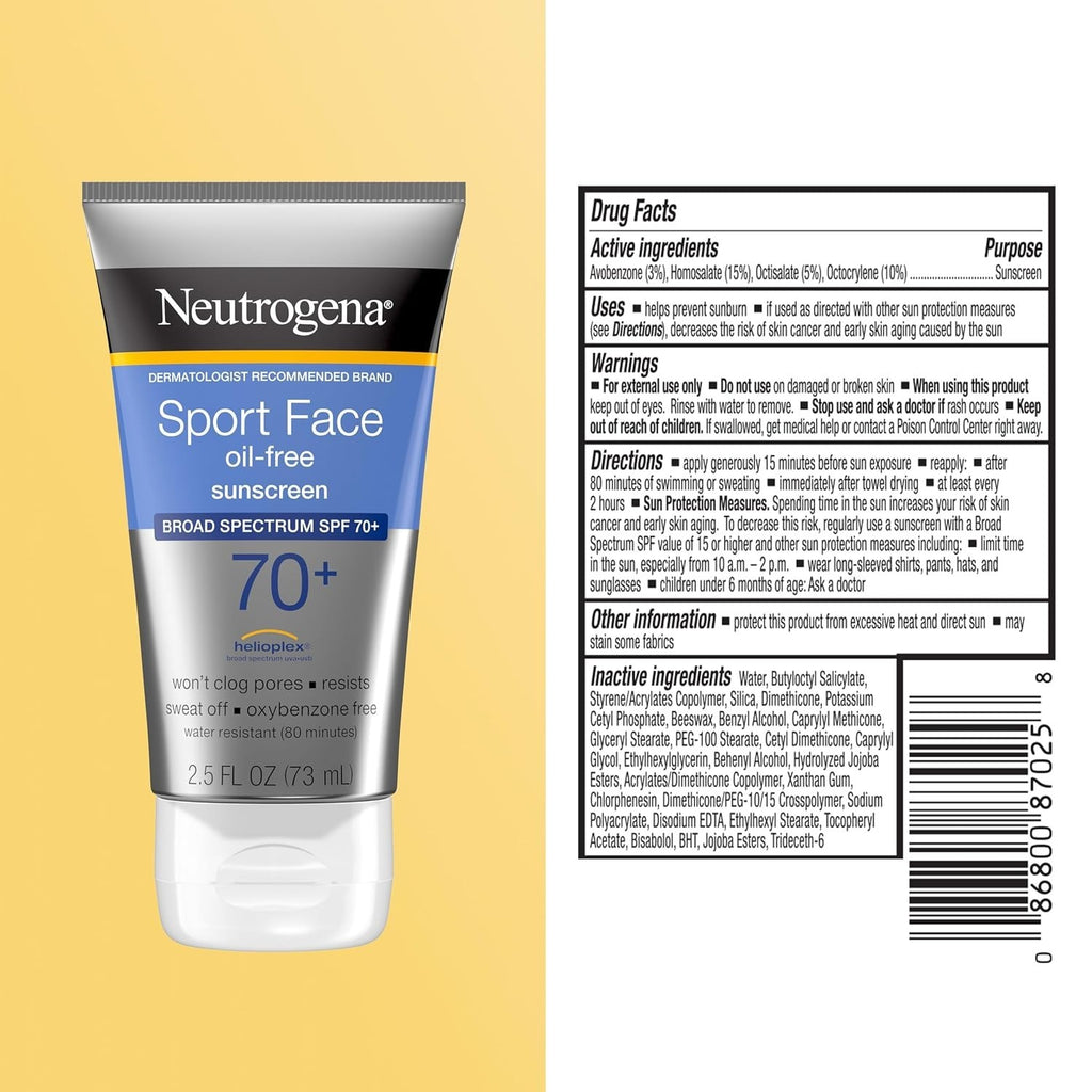 SPF 70+ Sport Sunscreen Lotion Water-Resistant Non-Greasy Hydrating UVAUVB Protection